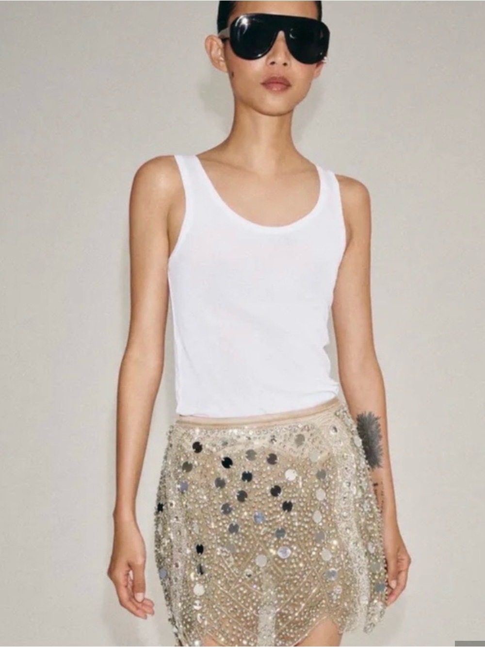 ISO Zara Beaded Knit Mini Skirt